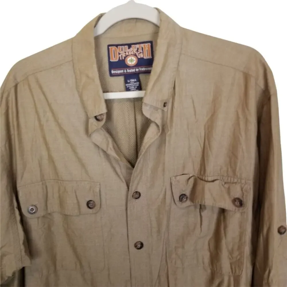 Duluth Trading Co Mens Work Shirt Size LT Utility Gorpcore Outdoor Minimalist